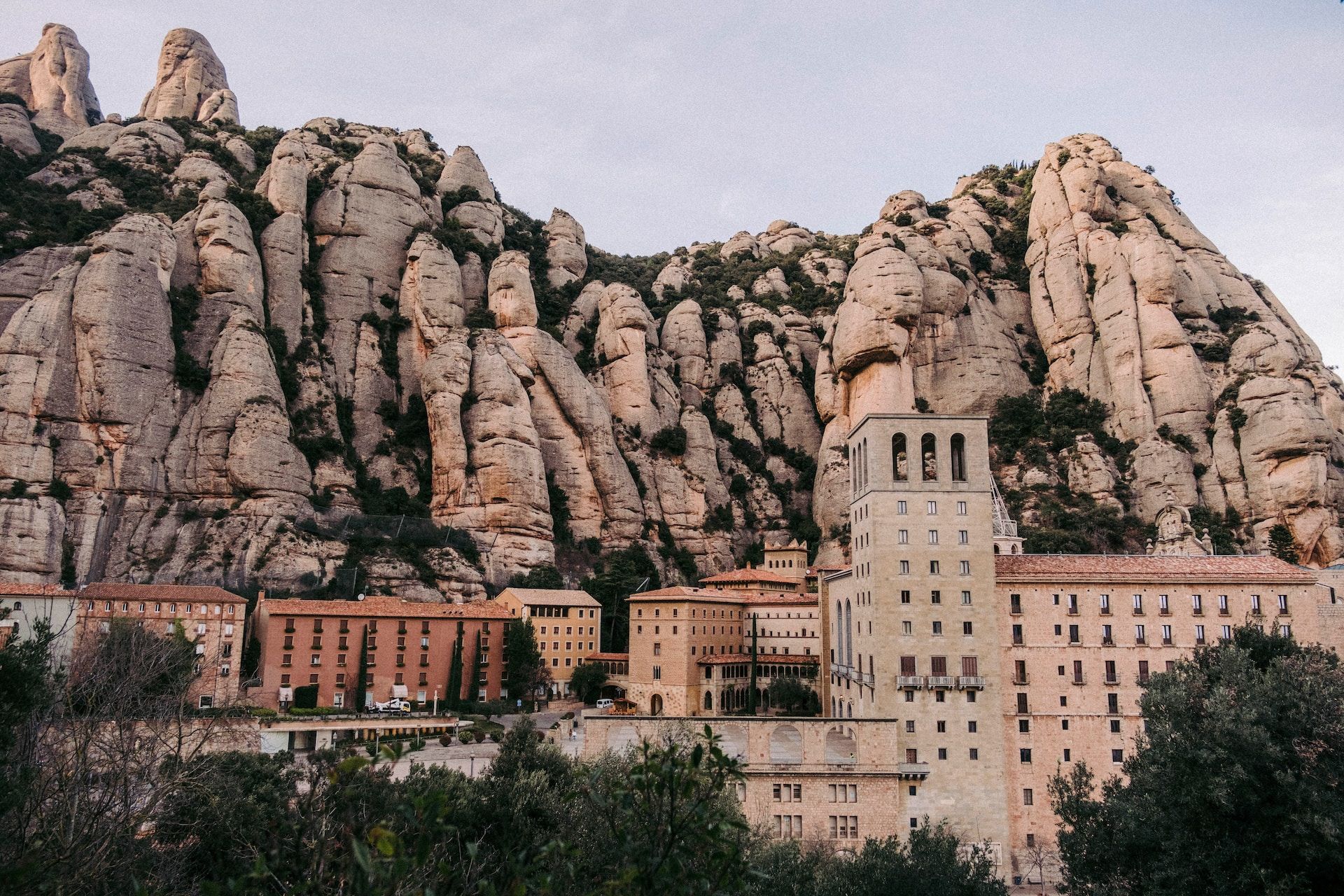 Montserrat Monastery with the jagged Montserrat mountains as a backdrop